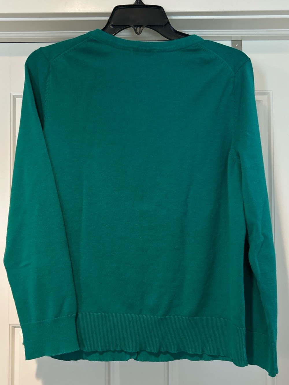 Charter Club Teal Green Button-Front Cardigan with Pink Dog Embroidery - Picture 7 of 7